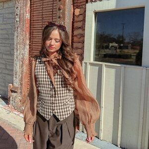 Weswyn Roe plaid adjustable western vest medium